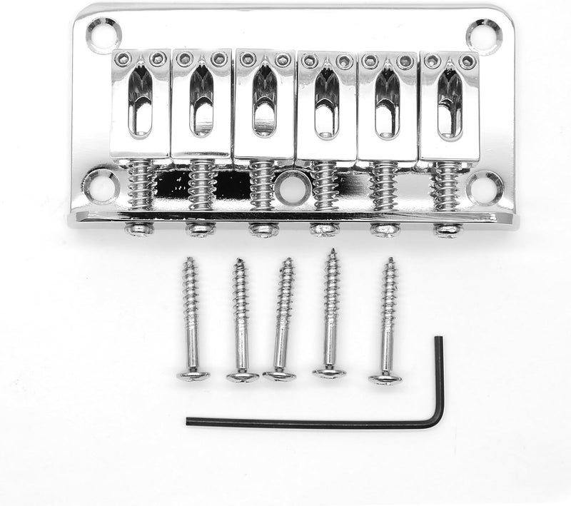 harpfeas 78mm Fixed Hardtail Bridge for 6 String Fender Strat Tele Electric Guitar (Chrome) - Image 1